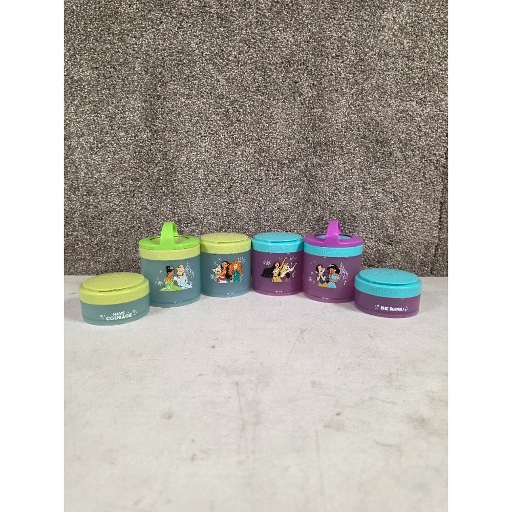 Whiskware Disney Princess Stackable Snack Containers 2 Pack Set Purple Green